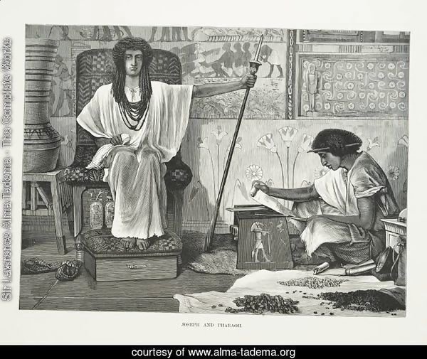 Depiction of Joseph reading to the Pharaoh