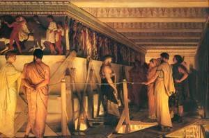 Sir Lawrence Alma-Tadema - Phidias Showing the Frieze of the Parthenon to his Friends