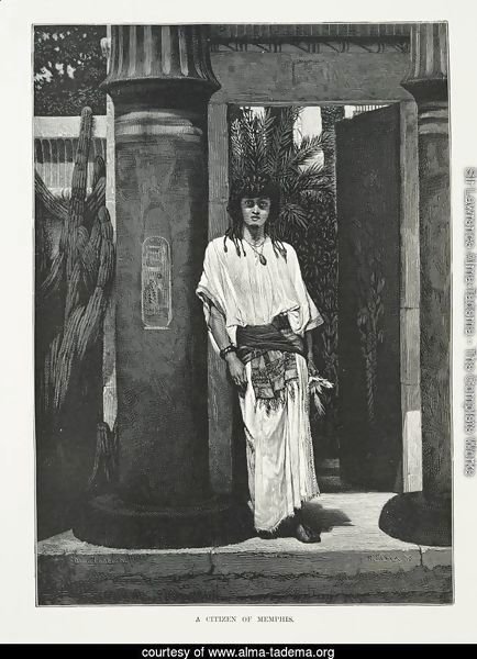 A man dressed in white robes and a thick belt, leaning against a pillar